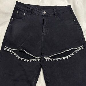 Women's High Rise Jeans in Black with Silver Accents